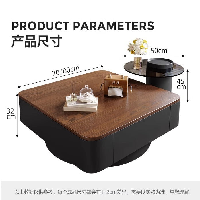 Chinoiserieretro solid wood coffee table living room for home small apartment medieval style walnut color solid wood square coffee table combination