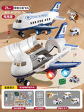 Kids' toy airplane with opening cabin, durable alloy cars, early education puzzle for 2-3 year olds, birthday gift for boys