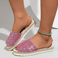 Export sequinflats fish mouth sandals women's fashionplus size shiny open toe soft bottom sandals cross-border export shoes wholesale
