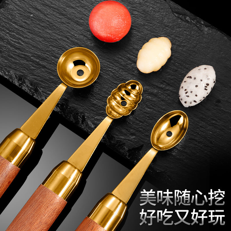 304 Stainless Steel Ball Digger Watermelon Spoon DIY Fruit Platter Round Spoon Carving Spoon Ball Digger Ice Cream Spoon