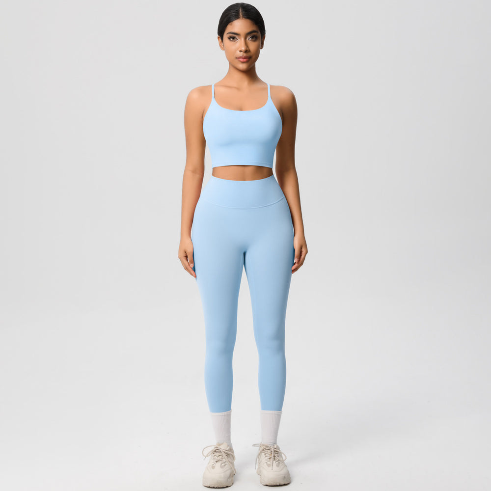 New cloud-feel tank top sports bra yoga set - quick-dry, compression fit, running & casual fitness two-piece outfit