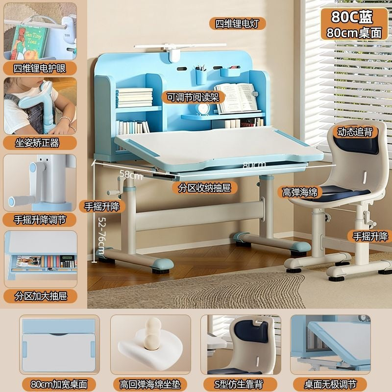Children's study desk - adjustable height writing desk set for kids, students, and home use - perfect for homework and schoolwork