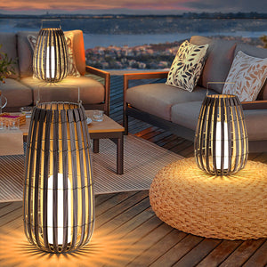 Solar powered outdoor lights - wicker woven patio lights - outdoor terrace atmosphere lights - garden lights - villa lawn lights - waterproof