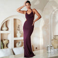 Women's foreign trade summer  new style halter neck sleeveless sexy maxi dress - ruched, slim-fit, open back, bodycon dress