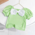 Fresh & sweet short-sleeve bow t-shirt for girls - new summer collection: baby girl's basic tee with puff sleeves