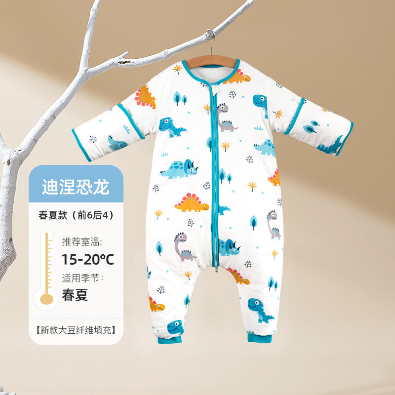Baby sleeping bag - spring, autumn, and winter - baby legged sleep sack - anti-kick blanket - kids' thickened pure cotton gauze - all-season use