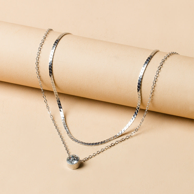Sweater chain accessible luxury high-end wholesale european and american cross-border autumn and winter clavicle chain women's silver-plated double-layer accessories outfit necklace