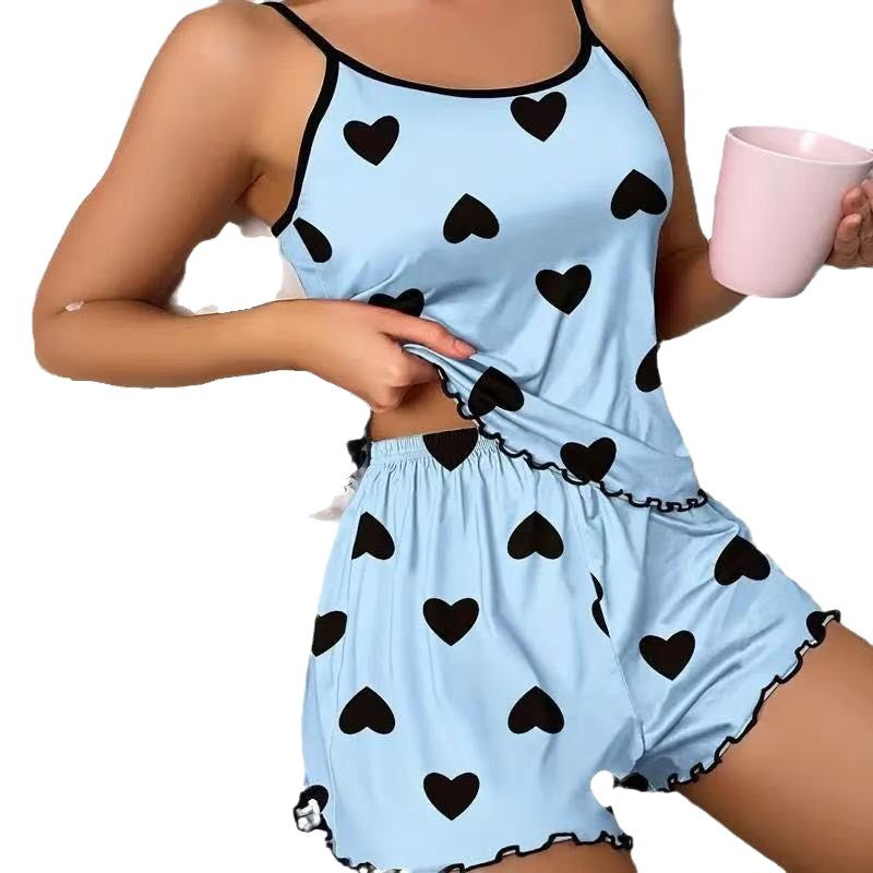 fashionsummer suspender shorts home wear women's pajamas two-piece setsexy pure desire pajamas wholesale