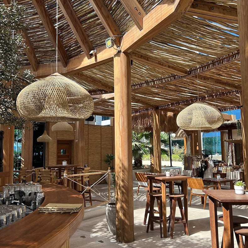 Wabi Silent Wind Retro Chandelier B & B Restaurant Tea Room Catering Clothing Store Rattan Designer Solid Wood Japanese Decorative Light