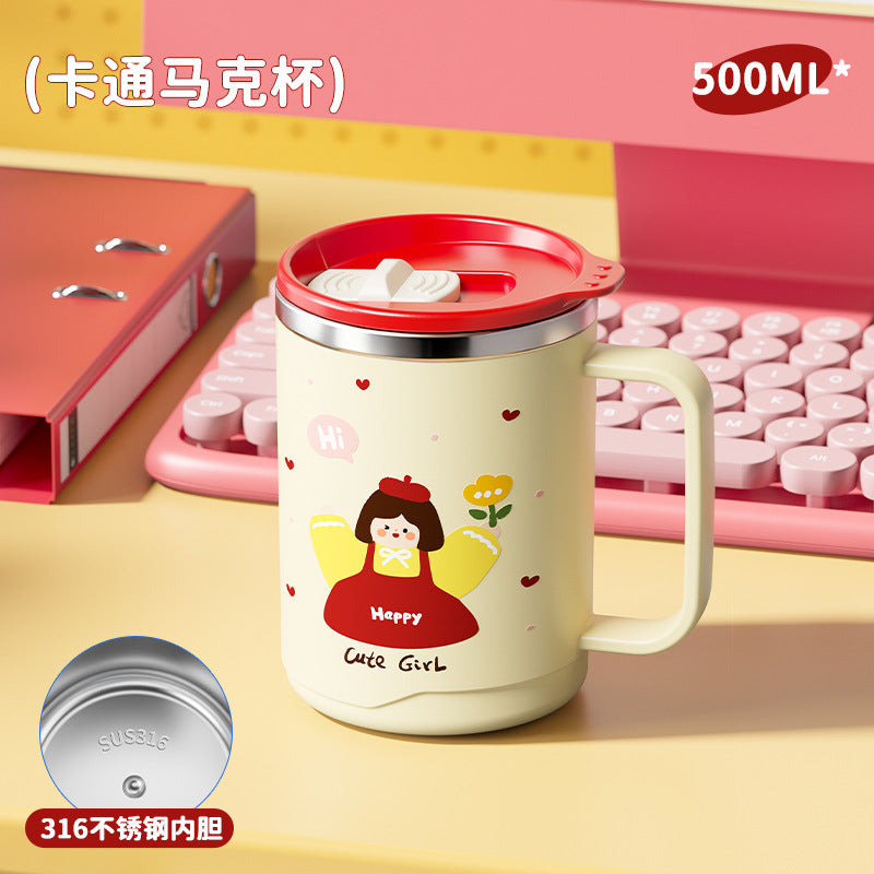 304 stainless steel mug, kids' cartoon cup, family matching water cup set (family of three), children's rice bowl and soup bowl