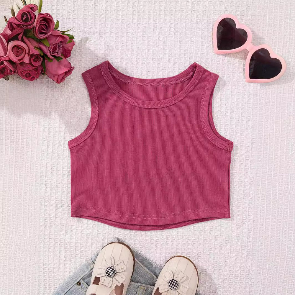 Children's summer tank top - stylish and cute girls' camisole - pink inner layer top for trendy infants and toddlers