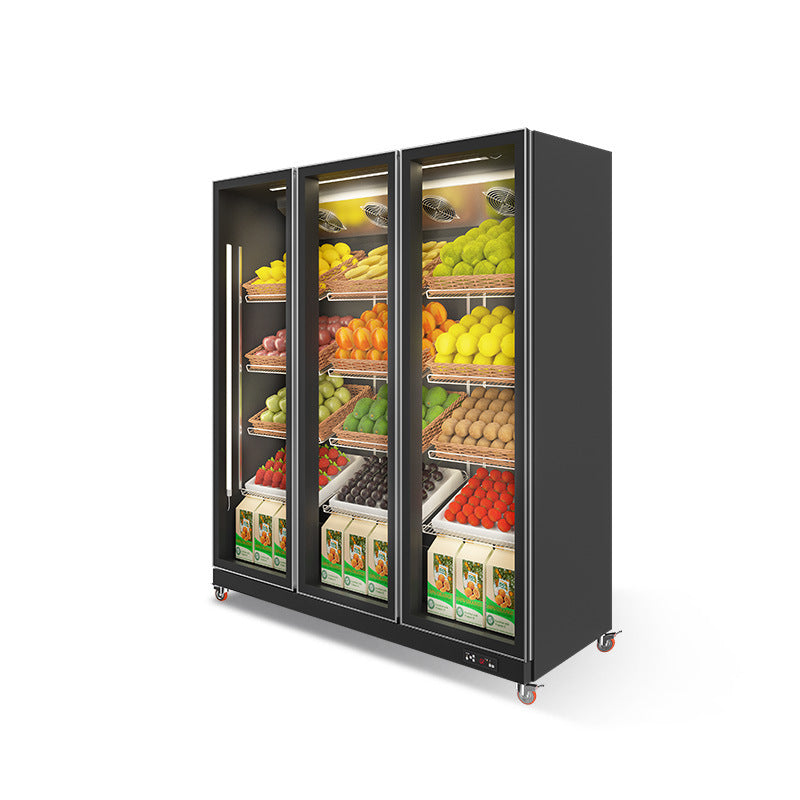 Huaer supermarket fruit shop refrigerated display cabinet vertical vegetable cold fresh display freezer commercial fruit preservation cabinet
