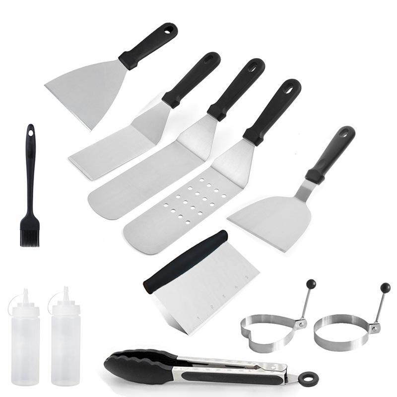 Cross-border spot stainless steel barbecue set, outdoor barbecue tools BBQ grill cooking shovel iron plate grill shovel grill fork
