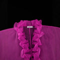 African plus size loose pleated lace ruffle sleeve top and wide leg pants set - party wedding robe two-piece outfit