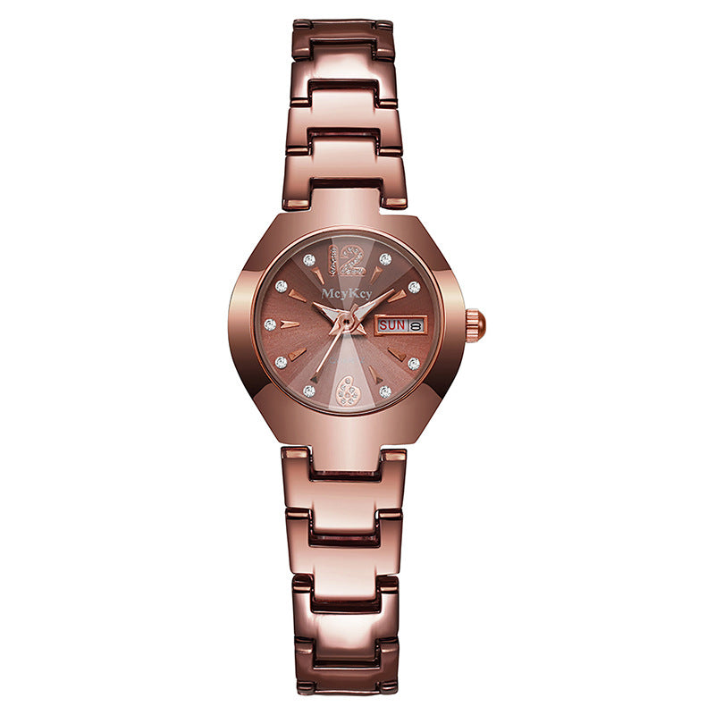 Mcykcy watch tungsten steel men's watch digital round quartz watch quartz gold and silver gold stainless steel