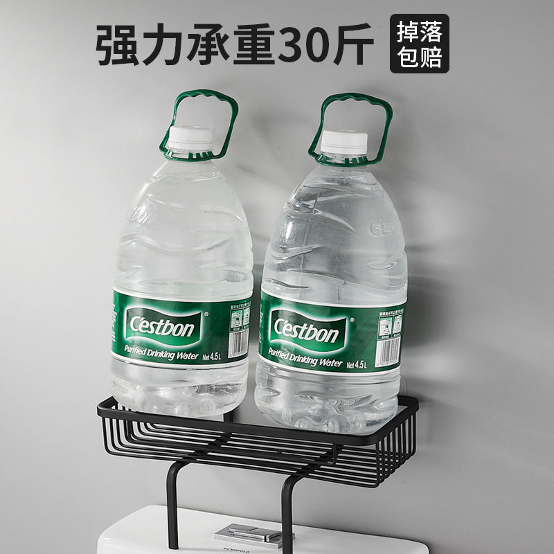 Space aluminum bathroom above the toilet rack Toilet toilet toilet suction cup wall hanging No punching storage