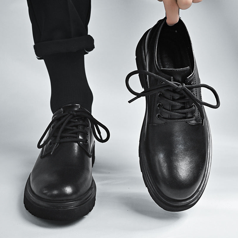 Men's shoes: new 2026 spring collection - british style black leather casual shoes, men's business formal oxfords, square toe work shoes, trendy footwear