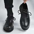 Men's shoes: new 2026 spring collection - british style black leather casual shoes, men's business formal oxfords, square toe work shoes, trendy footwear