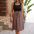 European and american cross-border factory direct sales, new summer european and american retro women's v-neck sleeveless black and floral print maxi dress