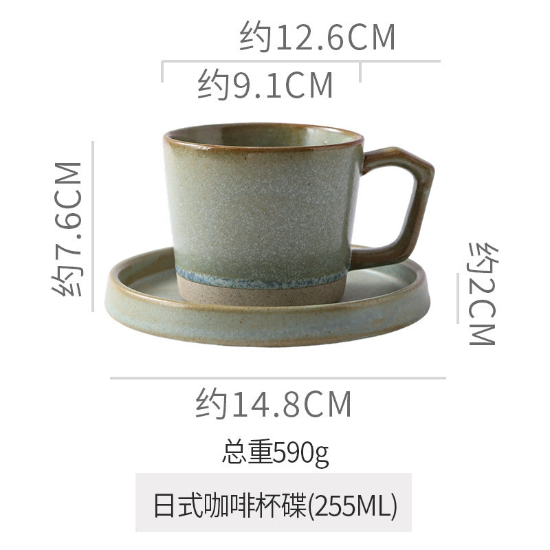Retro japanese style mug kiln clay cup afternoon tea latte latte cup cake dessert plate for home mug