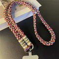 Three-strand braided thickened ponytail long crossbody rope can be carried by men and women outdoor handmade strong cable stitch mobile phone lanyard