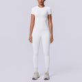 Seamless cross-border yoga set: shaping short-sleeve top & high-waisted butt-lifting leggings - perfect for running and fitness