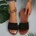 women's plus size flat sandals - new summer collection: solid color, round toe, slide-on, casual beach sandals for women