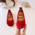 Ready-to-ship korean-style bow-tie princess leather shoes for kids, bean shoes, simple and stylish soft-soled flats for babies