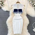 Polo collar stripesknitting vest dress summerclassy pure desire hot girl sexy silmslimming look hip-hugging dress