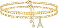 Stainless steel real gold electroplated figaro chain japanese chain 26 letters stacked anklet set bohemia anklet