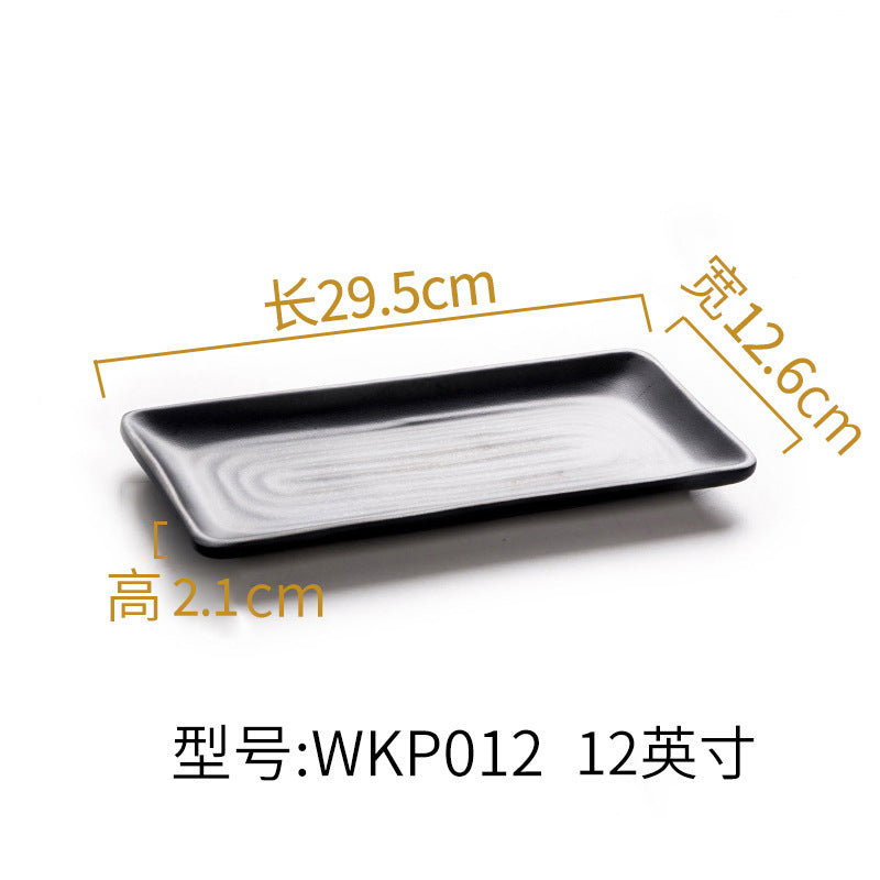 Melamine black tableware plastic dish imitation porcelain dinner plate cold dish plate barbecue hot pot plate barbecue restaurant plate commercial