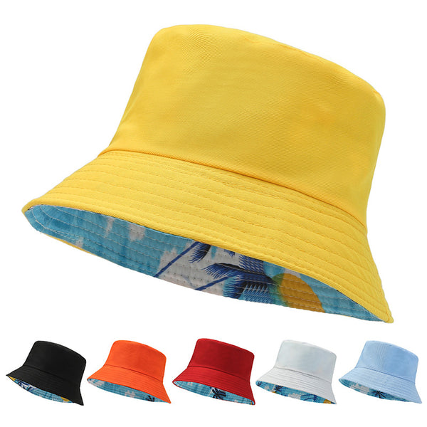 Summer parent-child bucket hat Korean version of children's hat children's hat outdoor solid color sun protection hat double-sided basin hat