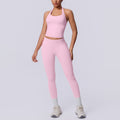 New arrival cross-border seamless pure color halter back tight-fitting suit sports running fitness yoga clothes two-piece set