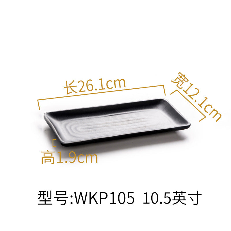 Melamine black tableware plastic dish imitation porcelain dinner plate cold dish plate barbecue hot pot plate barbecue restaurant plate commercial