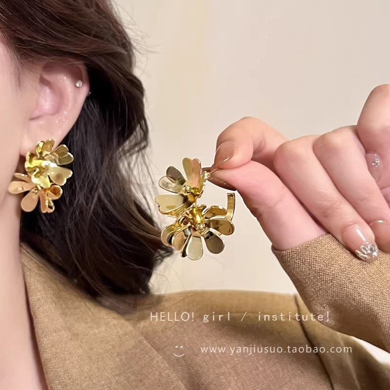 Sense of design silver flower earrings for women springaccessible luxuryclassy beautiful earrings unique elegantwork clothing earrings