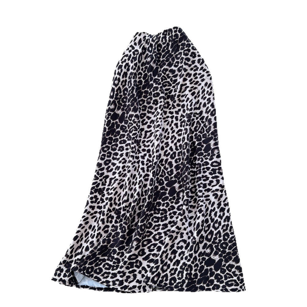 Classyelegant leopard print printingsatin skirt women's summerfrencheasiest for matchsilmslimming look mid-length mermaid dress