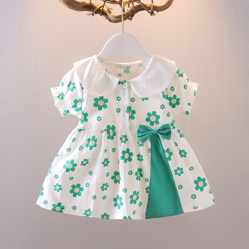 Korean children's summer new arrivals: floral short-sleeve dress - korean style princess sweet floral dress for baby girls