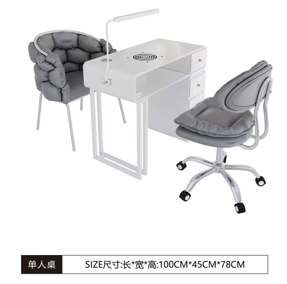Widened 45cm, same price: iron sheet, baked enamel, odorless, multifunctional nail table - trendy, light luxury, cream-colored nail table