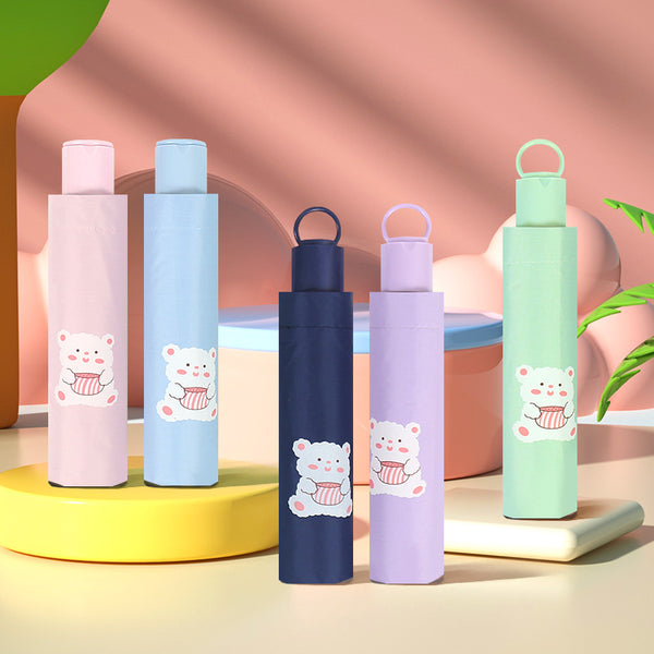 Large oversized umbrella Women's weather and rain umbrella Sunscreen UV protection Cartoon sun umbrella Vinyl folding parasol