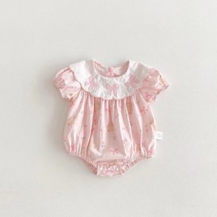 Newborn baby summer romper  - korean style short sleeve bodysuit - cute newborn outfit