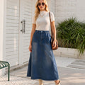 Fashion cross-border export  washed double flap pocket pants elastic waist raw edge hem slimming look street versatile skirt