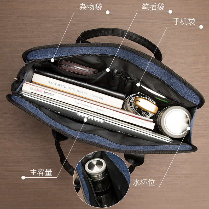 Self-Youxin Men's Briefcase Business Tote Bag Document Bag with Water Cup Thickened Conference Bag Briefcase 840