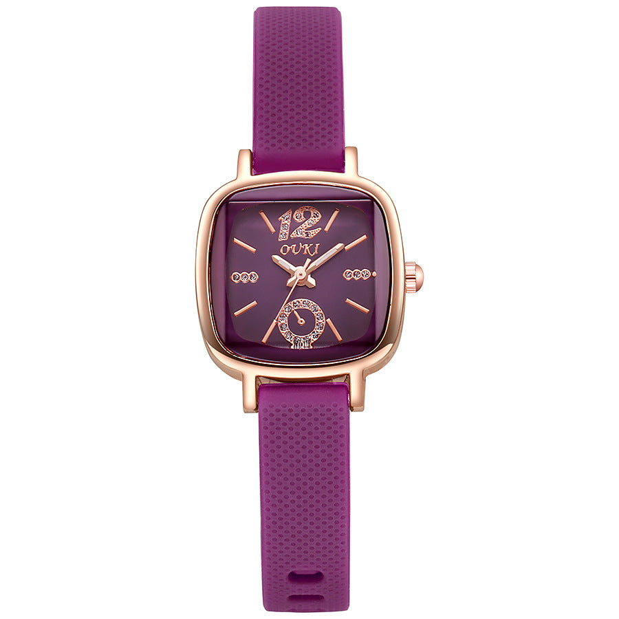 Ouki new tiktok cross-border high-value in-stock square watch silicone strap student watch women's watch wholesale