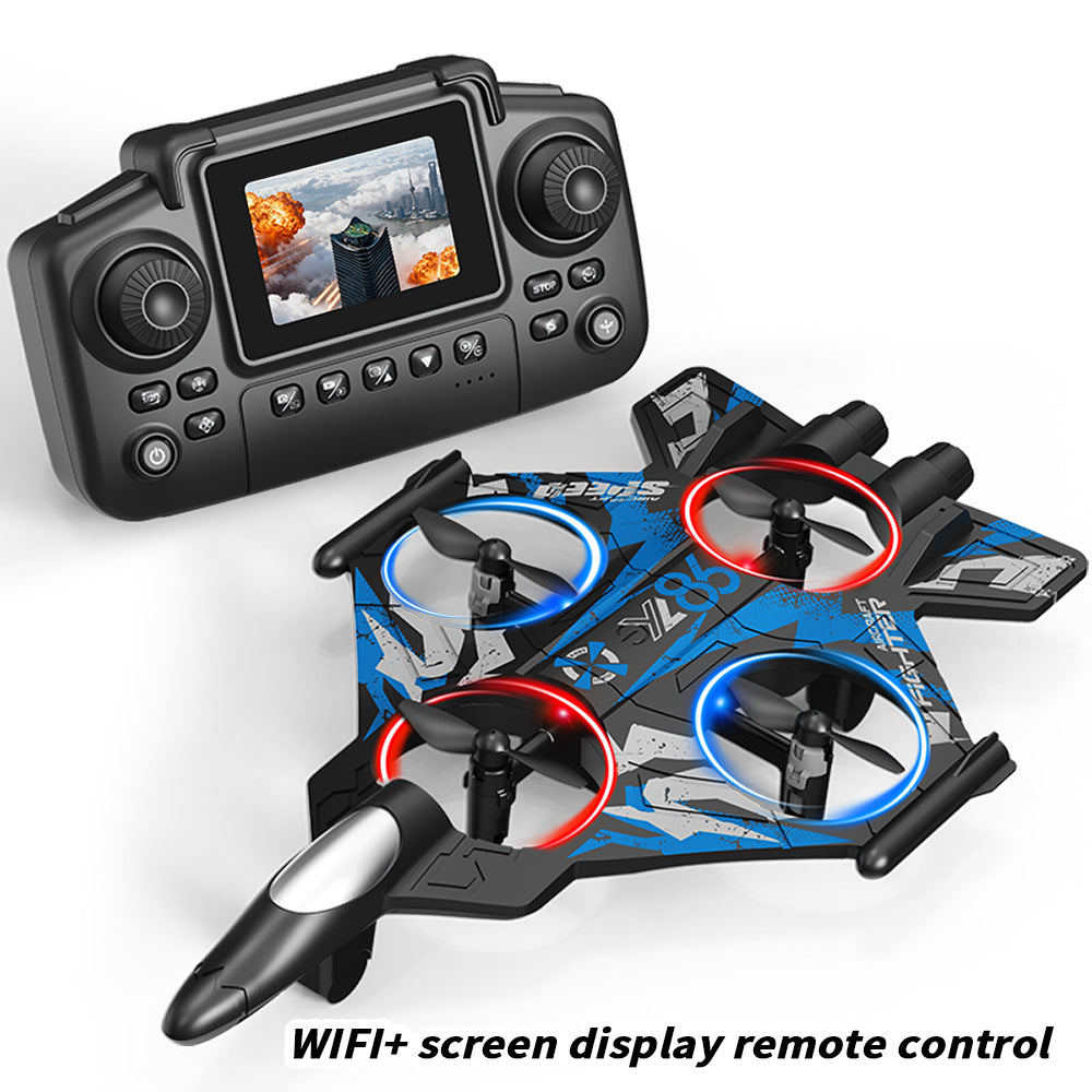 yl86 screen-controlled combat drone with light stunts, four-rotor circling, fixed height, and crash-resistant aircraft toy