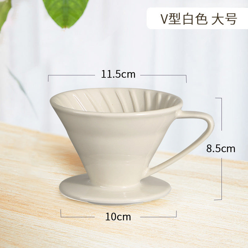 Ceramic hand-brewed coffee filter cup v60 conical fan-shaped drip filter cup filter sharing pot suit extraction