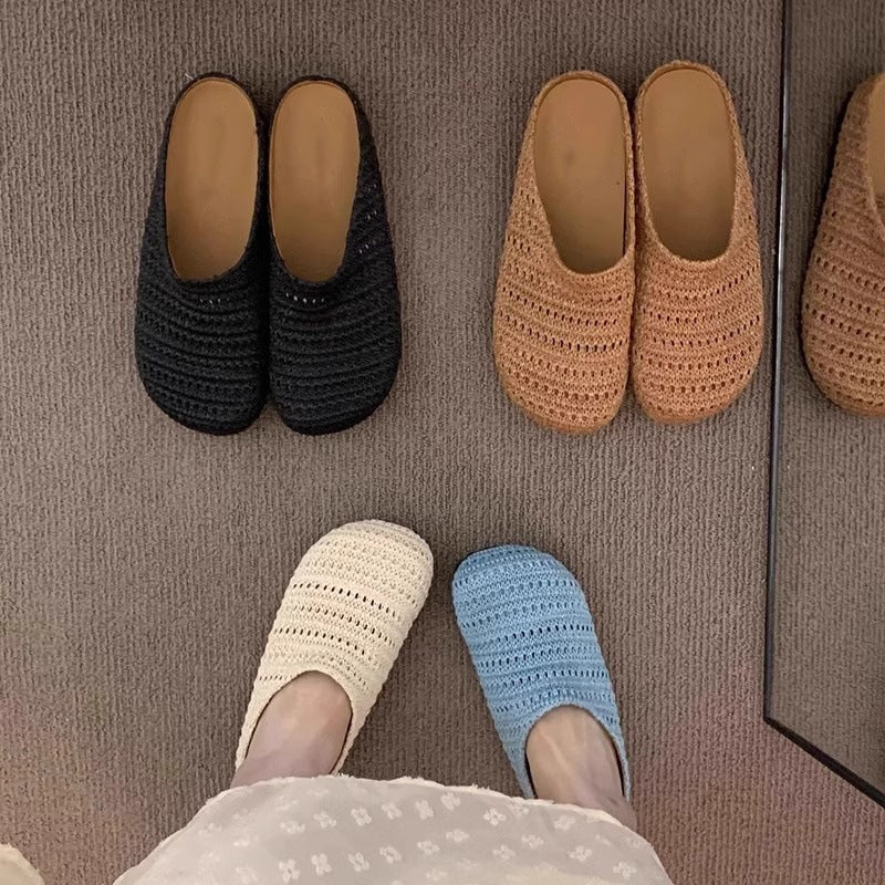 Bohemian style birkenstock-style open-toe mules - women's summer 2026 new collection - slip-on woven sandals