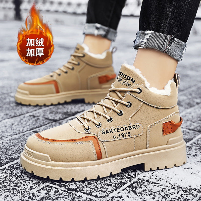 Winter men's shoes snow boots men's fleece-linedthickenedheattechmenboots british high-top cotton shoes workwear boots 8611