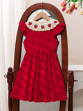 pastoral ins style girl cute strawberry flying sleeve princess dress cross-border exclusive supply