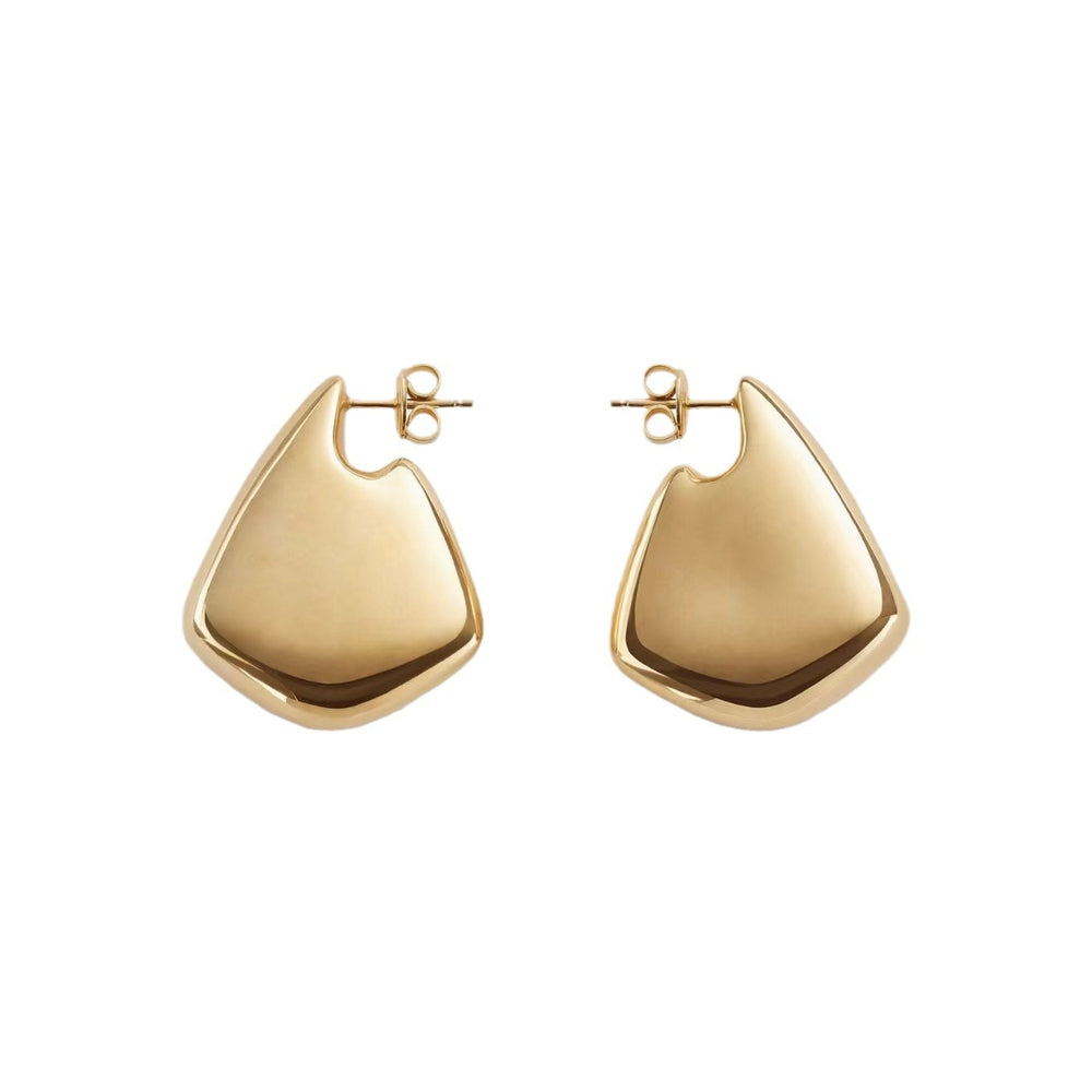 18k gold plated copper european and american fashion metal geometric polished irregular earrings - unique and trendy design