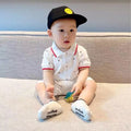 Baby romper, crawling suit, lightweight short-sleeve onesie, korean style summer knitted turn-down collar romper for baby boys